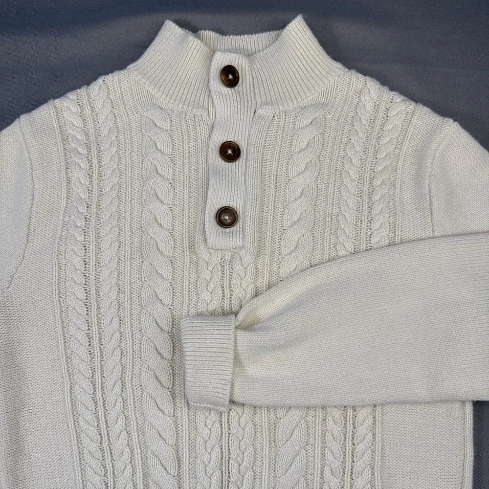 Gap Kids Boy Or Girl's‎ Ivory Cable Knit Cotton Cardigan Sweater, Sz. 14-16